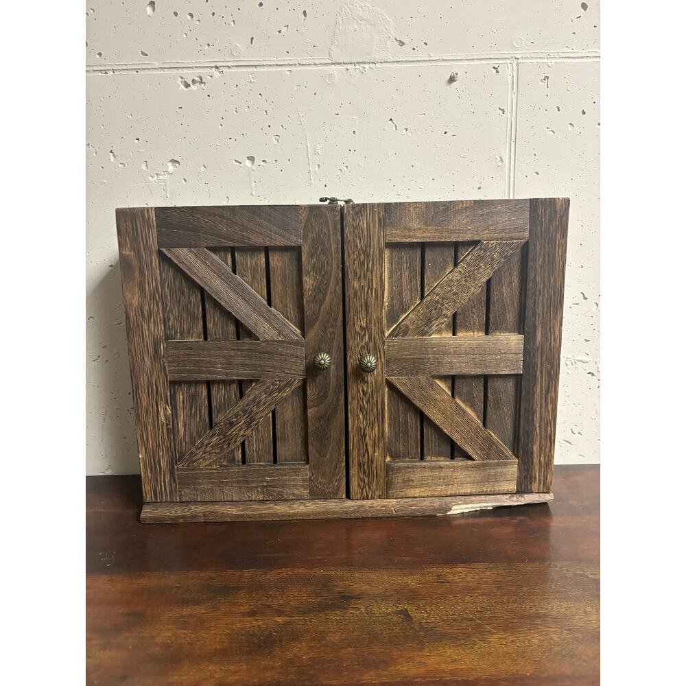 Unbranded Large Brown Wood Jewelry Box Storage Rustic 16X4X12 inches FLAWED